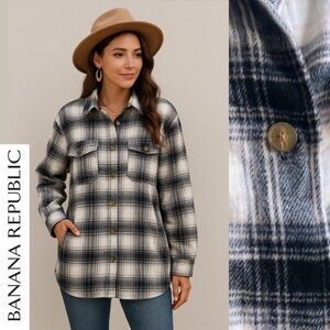 Banana Republic Check Plaid Shacket Shirt Jacket Oversized Relaxed Western Boho